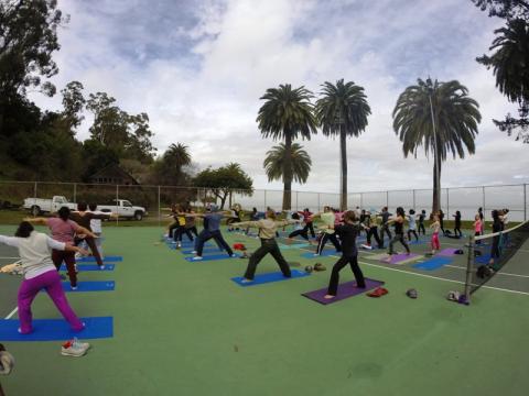 Yoga at McNears Beach, photo courtesy of Marin County Parks